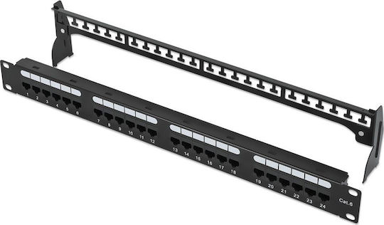 Intellinet Patch Panel 24port Cat 6 Black 721035
