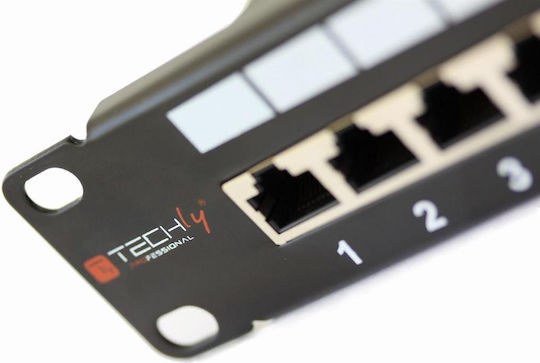 Techly Panou De Patch Pentru Rack 1U 19" 24 Prize Cat6a Negru