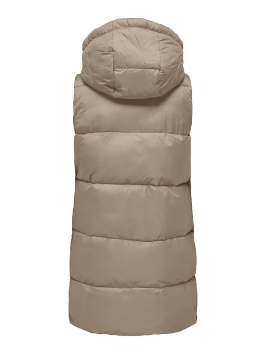 Γυναικείο Αμάνικο Puffer Μπουφάν για Χειμώνα Silver Mink Sandy Brown