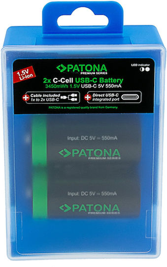 Patona Premium Baterii Reîncărcabile C Li-ion 2000mAh 2buc