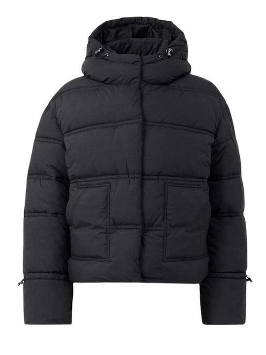 Daisy Crop Γυναικείο Puffer Μπουφάν για Χειμώνα Μαυρο