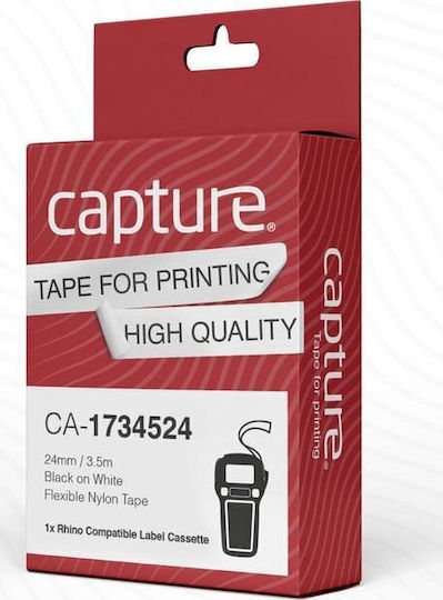 Capture 24мм X 3.5м Черен На Бял Гъвкав Найлонов Етикетен Филм