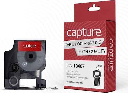 Capture 19мм X 5.5м Черна Метална Постоянна Полиестерна Етикетна Лента