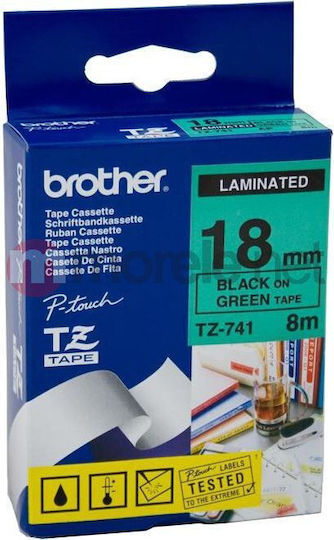 Brother Etikettenband in Grün Farbe 1Stück
