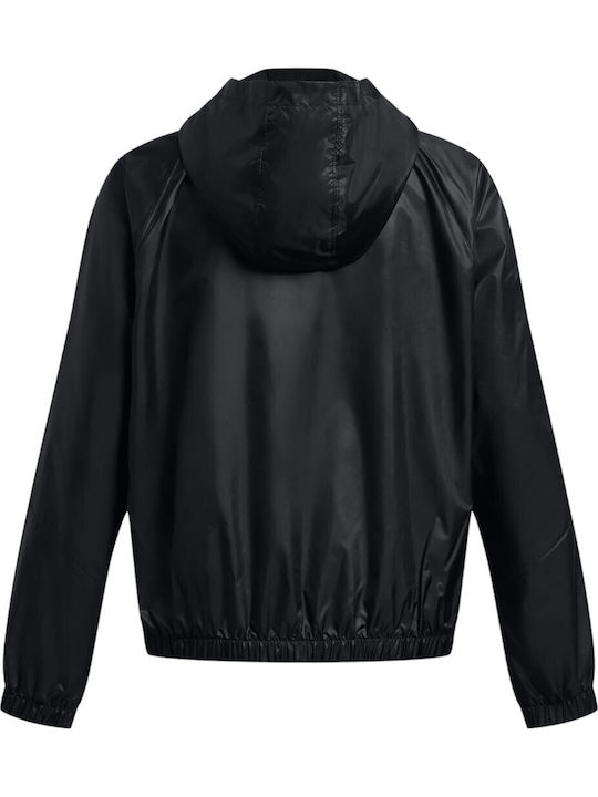 Women's Running Short Sports Jacket Windproof for Winter Black/White