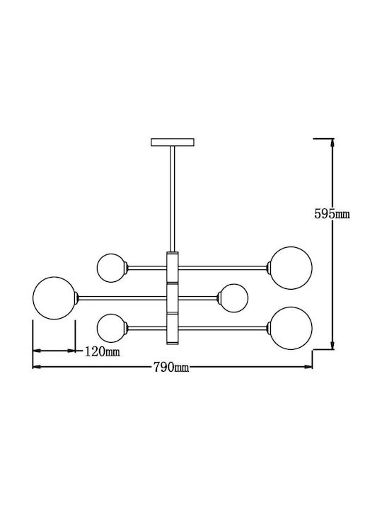 Light Prestige Κρεμαστό Φωτιστικό Χρυσό με Ντουί G9 60x60x60εκ.