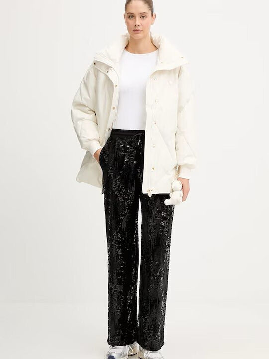 Damen Puffer Jacke für Winter Ecru