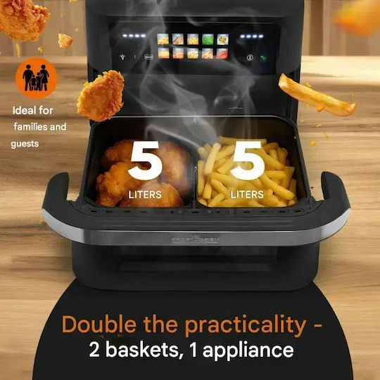 Profi Cook Friteuză cu aer cu Coș Detașabil Dublu 10lt Negru
