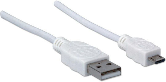 Manhattan Редовна USB 2.0 до микро USB кабел Бял 0.3м (326537) 1бр