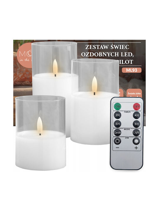 Candle Light Декоративна Лампа Свещ Бял 3бр