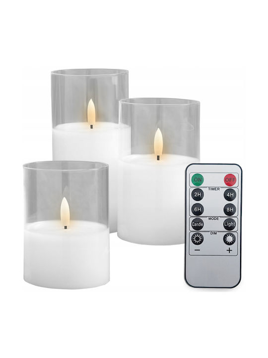 Candle Light Декоративна Лампа Свещ Бял 3бр