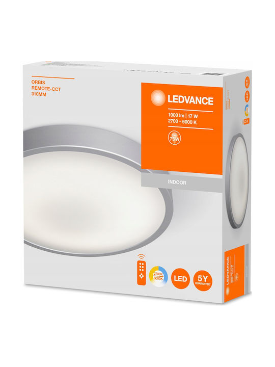Ledvance Orbis Deckenleuchte 31cm Silber mit Integrierter LED und Fernbedienung