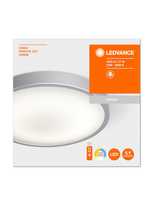 Ledvance Orbis Deckenleuchte 31cm Silber mit Integrierter LED und Fernbedienung