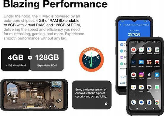 AGM H Max Dual SIM (4/128GB) Ανθεκτικό Smartphone Μαύρο