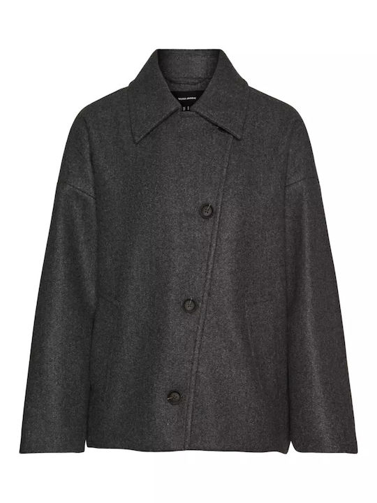 Μακρύ Γυναικείο Μπουφάν για Χειμώνα Dark Grey Melange