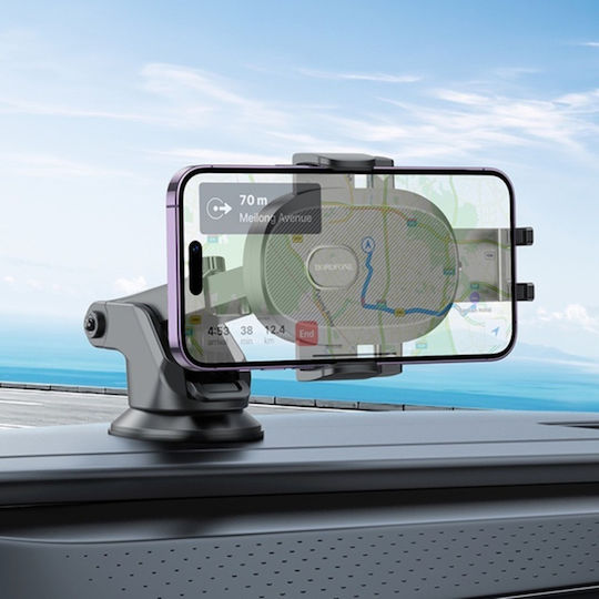 Borofone Βάση Κινητού Αυτοκινήτου 4.5" - 7" με Ρυθμιζόμενα Άγκιστρα Μαύρη