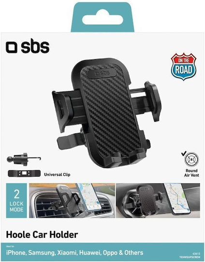 SBS Screw-On Clip Suport Auto pentru Telefon cu cârlige reglabile Neagră