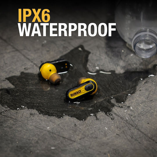 DEWALT PRO-X1 In-ear Bluetooth Handsfree Earphones with Sweat Resistance and Charging Case Black
