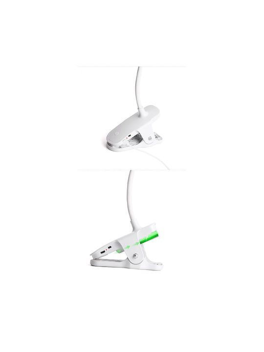 Weidasi Rechargeable LED Office Lamp with Flexible Arm and Clip in White Color