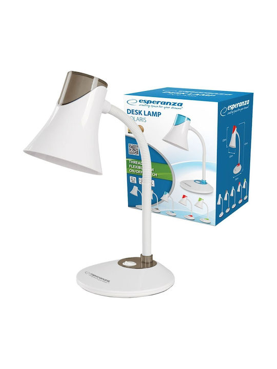 Esperanza Polaris Office Lamp with Flexible Arm for Socket E27 in White Color