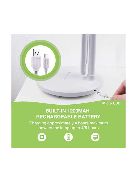 Techly Reîncărcabil LED Lumină de Birou în Culoarea Alb