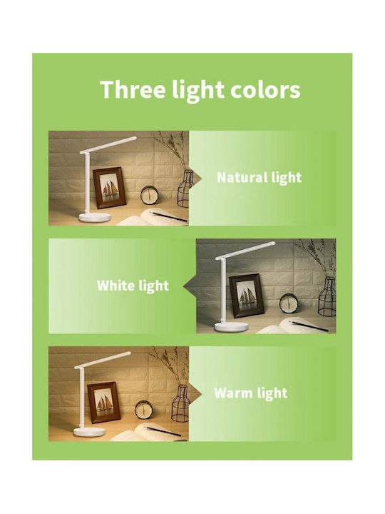 Techly Reîncărcabil LED Lumină de Birou în Culoarea Alb