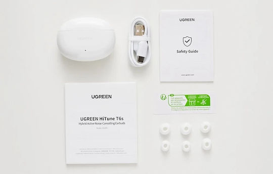 Ugreen WS205 HiTune Hybrid In-ear Bluetooth Handsfree Ακουστικά με Αντοχή στον Ιδρώτα και Θήκη Φόρτισης Λευκά
