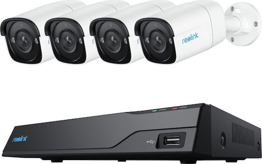 Reolink Surveillance System 4 Cameras Cameras IP 5MP with Recorder NVR & Hard Disk 2TB