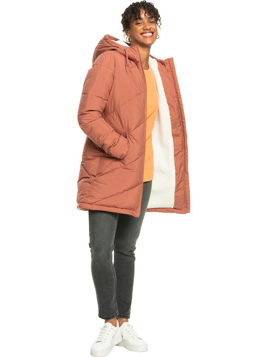 Better Weather Μακρύ Γυναικείο Puffer Μπουφάν για Χειμώνα Πορτοκαλί