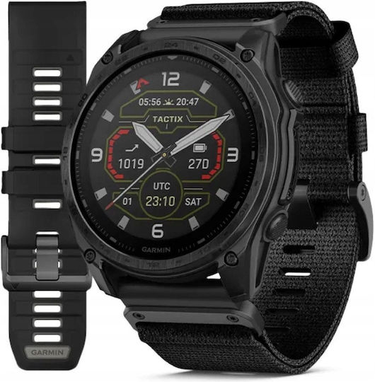 Garmin Tactix 8 Solar Titanium 51mm Αδιάβροχο Smartwatch με Παλμογράφο (Μαύρο)