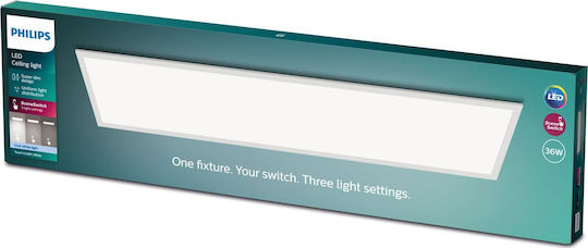 Philips Rectangular Recessed LED Panel 36W with Natural White Light 4000K 120x30cm