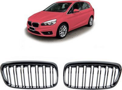 Mtuning Спортна Решетка Двойни Ленти Гланц Черен Bmw 2 F45 Преди Фейслифт 2014-2018