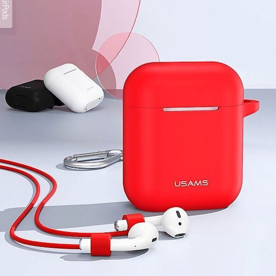 Usams BH423 Θήκη Σιλικόνης σε Κόκκινο χρώμα για Apple AirPods