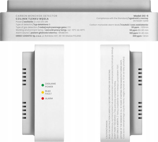 Orno Carbon Oxide Sensor 2xaa