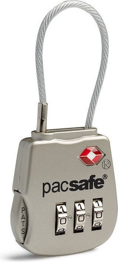 Pacsafe Prosafe Steel Padlock Brass Combination with TSA Certification Silver 1pcs