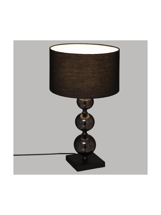 Glass Table Lamp for Socket E27 with Black Shade and Base