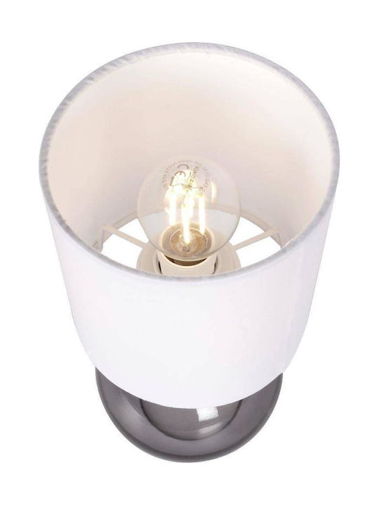 H&S H&S Glass Table Lamp for Socket E14 with White Shade and Transparent Base