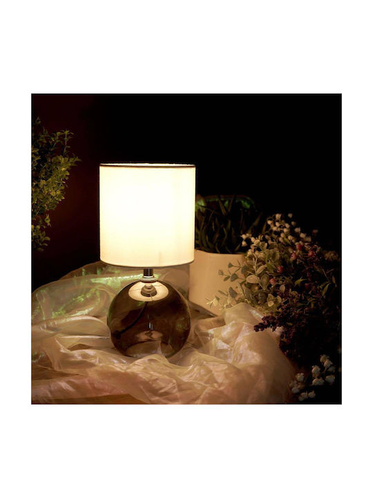 H&S H&S Glass Table Lamp for Socket E14 with White Shade and Transparent Base