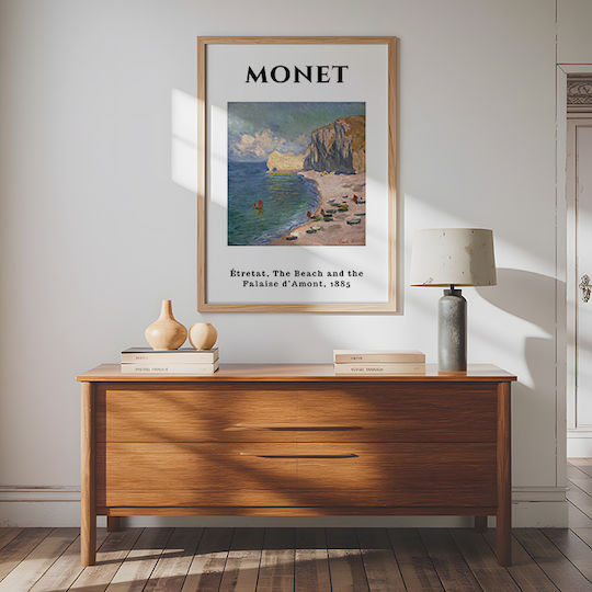 Poster Claude Monet Beach Falaise D Amont Art232 60cm X 90cm Black Wooden Frame