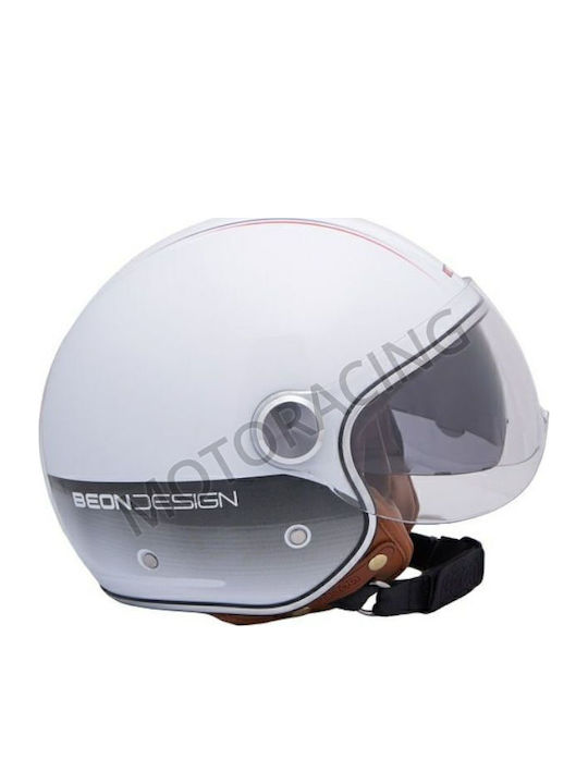 Beon B-120 White/Grey Κράνος Μηχανής Jet ECE 22.06 με Sunvisor