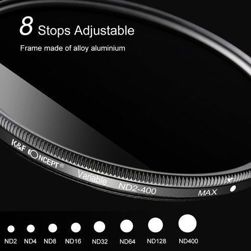 K&F Concept ND2-ND400 Variable ND Filter Diameter 82mm for Camera Lenses