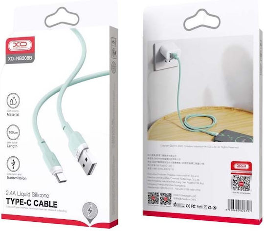 XO USB 2.0 Kabel USB-C männlich - USB-A 60W Grün 1m (XO-NB208)
