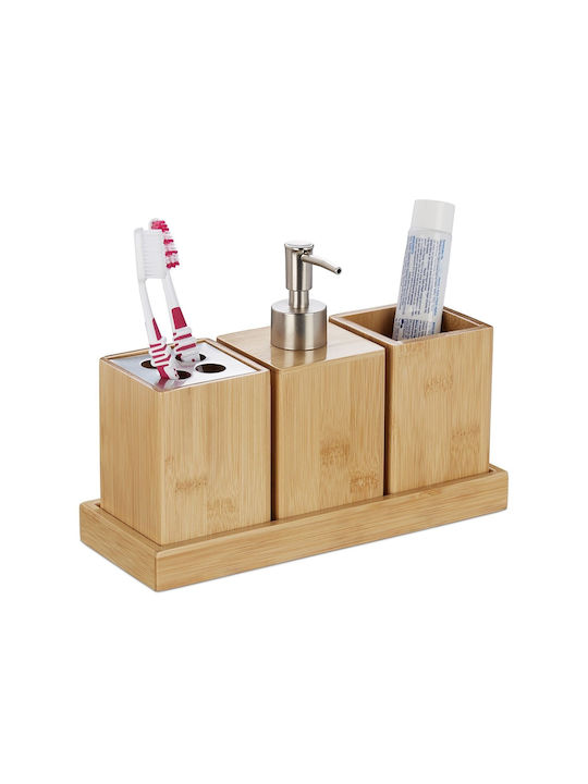 Persera Badezimmerzubehör-Set Bambus Beige 3 Stück