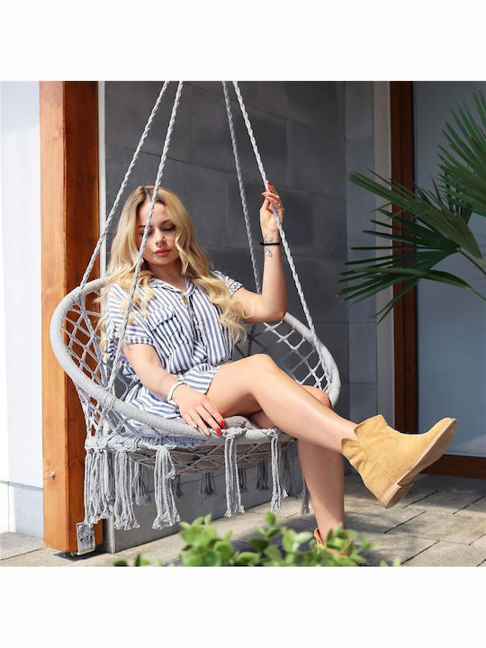 Brazilian Leagăn fotoliu cu bază și pernă material textil Gri Rezistență până la 150kg L79xL80xH120cm