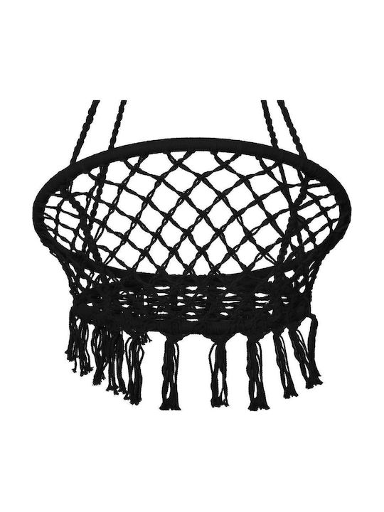Brazilian Leagăn fotoliu cu bază și pernă material textil Negru Rezistență până la 150kg L79xL80xH120cm