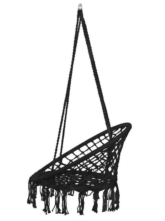 Brazilian Leagăn fotoliu cu bază și pernă material textil Negru Rezistență până la 150kg L79xL80xH120cm