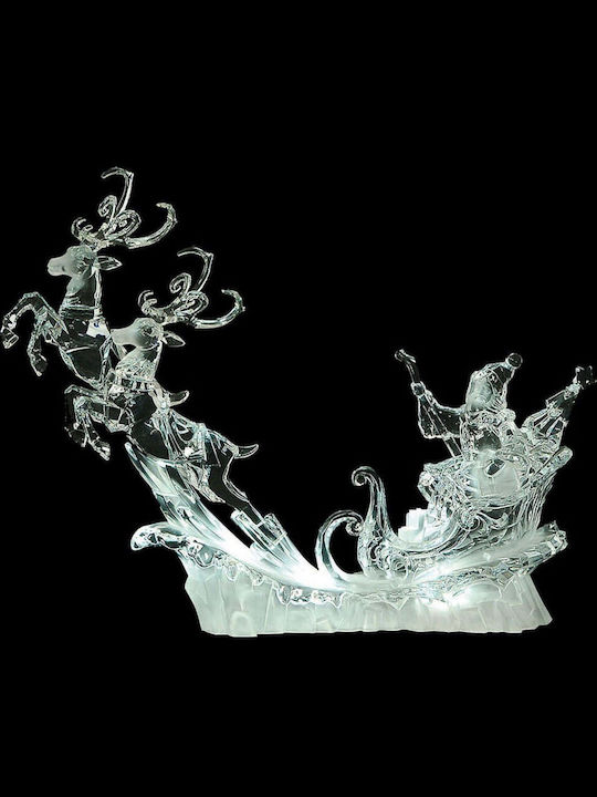 Lianos Illuminated Christmas Plastic Figure Sleigh Transparent Height 40cm