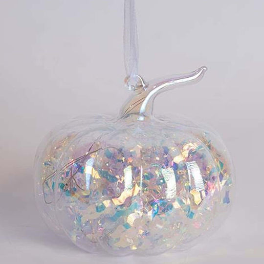 Eurolamp Illuminated Christmas Glass Figure Pumpkin Transparent Height 10cm