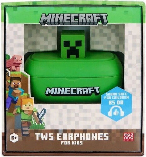 OTL Minecraft 3D Character In-ear Bluetooth Handsfree Ακουστικά με Θήκη Φόρτισης Πράσινα
