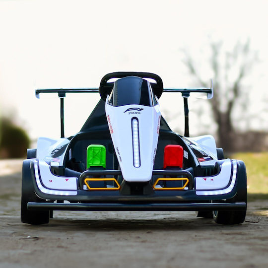 F1 Go Kart Cu Un Loc Cu Telecomandă 24 Volt Alb Pentru 3+ Ani